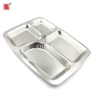 Escola Cantina Kid Almoço Bandeja Set 3/4/5/6/7 Compartimentos Aço Inoxidável Quadrado Servindo Placa/Divisor de Alimentos Pratos & Placas - Product Image 6
