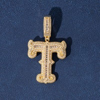Nuevo Collar con Nombre de Letra Chapado en Oro con Circonita Cúbica 5A, Collar con Inicial de Letra Baguette para Mujer, Colgante Brillante