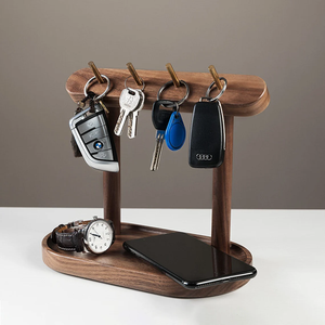 JUNJI ถาดไม้และกุญแจสำหรับตกแต่งบ้าน,ที่แขวนกุญแจแบบตั้งและชามสำหรับวางไว้ที่โต๊ะไม้ - Product Image 5