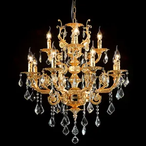 kualitas tinggi murah gaya chandelier lampu kristal cahaya keemasan desain dari cina MD8857 l8 + 4