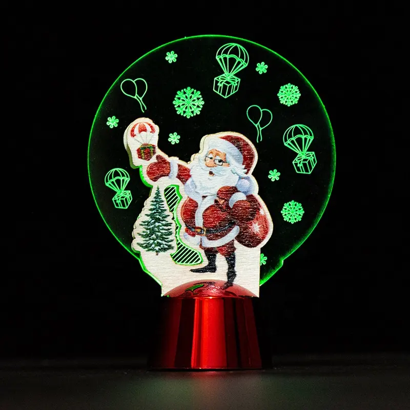 Kanlong 3D akrilik LED noel kardan adam için dinamik renkli gece lambası noel dekorasyon