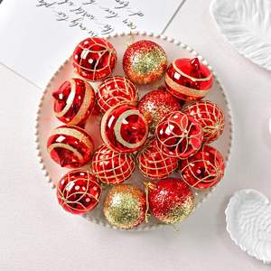 16Pcs 6cm Circle Plastic <b>Christmas</b> Baubles Painted Electroplated Pearlescent Sequin Special-Shaped <b>Modern</b> Ornaments Xmas <b>Tree</b> - Product Image 3