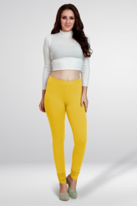 Yellow Cotton Leggings Women Full-Length Soft Stretch Slim Fit Workout Yoga Gym Fitness Active Daily Pants - Product Image 5