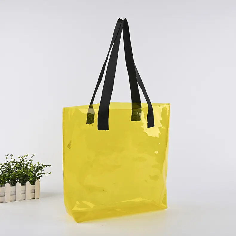 Sacos de sacos de pvc tpu personalizados, sacos de compras transparentes duráveis laváveis a laser holográficos