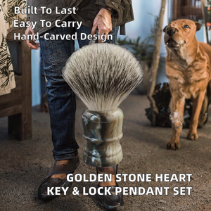 Brocha de Afeitar de Lujo, Hecha a Mano por Artesanos Indios, con Cuerno de Búfalo Auténtico, Ideal para Salón de Belleza o Barbería - Product Image 2