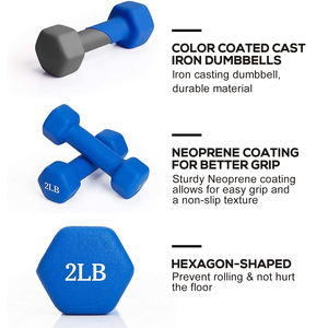 أثقال دمبل صغيرة من الحديد الزهر بشعار مخصص، أوزان 1 كجم 2 كجم 3 كجم للتدريب واللياقة البدنية مغطاة بالنيوبرين - Product Image 5