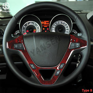 Autocollant de cadre de garniture de couverture de <span class=keywords><strong>panneau</strong></span> de volant de Grain de <span class=keywords><strong>bois</strong></span> rouge pour Honda Acura MDX 07-13 accessoires de décorateur d'intérieur de voiture - Product Image 6