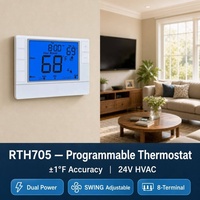 Thermostat numérique programmable OEM RTH705 24V HVAC 1 ° F Accuracy SWING Chauffage et Refroidissement à Double Alimentation par Batterie pour la Maison