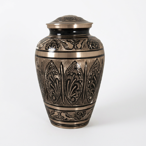 Indian Home <b>Crafts</b> Metal Cremation Urn Handmade Engraved Gold 220 Cubic Inch Customizable Tabletop Memorial Vase <b>Adult</b> 3-Year - Product Image 3