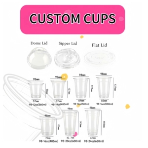 Vasos Desechables <span class=keywords><strong>de</strong></span> Plástico para Mascotas BSBH al por Mayor con Logotipo Personalizado, Vasos Transparentes con Tapas para Té <span class=keywords><strong>de</strong></span> Burbujas, Café y Refrescos - Product Image 4