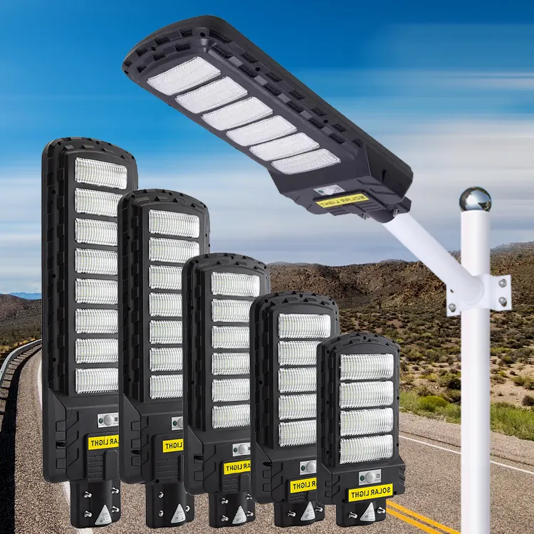 थोक कीमत एबीएस IP65 आउटडोर राजमार्ग 100W 150W 200W 250W 300W एकीकृत सभी में एक एलईडी सौर स्ट्रीट लाइट
