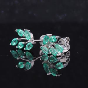 Hojas Verdes Naturales 2*4mm 2,5*5mm corte Marquesa Esmeralda <span class=keywords><strong>colombiana</strong></span> S925 pendientes de racimo de plata - Product Image 3