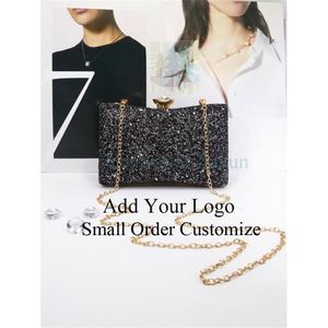 Sac à main de soirée pour femme de haute qualité avec fermoir fantaisie, sac à bandoulière rectangulaire de luxe personnalisé avec chaîne - Product Image 1