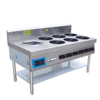 Table de cuisson à induction professionnelle pour la cuisson à feu doux de soupes, la préparation de nouilles de riz par sauté, avec 6 petites et 1 grande plaque de cuisson, et four infrarouge concave