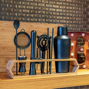 Wuyi camol Matte <span class=keywords><strong>Black</strong></span> <span class=keywords><strong>Bar</strong></span> Shaker Set 12 cái: 750ml Shaker, JIGGER, công cụ, túi nhung đứng hoàn chỉnh bartender Kit <span class=keywords><strong>Bar</strong></span> Shaker Set - Product Image 3