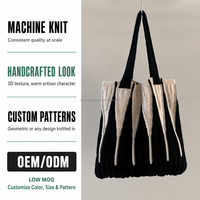 Sac fourre-tout en tricot color block noir et rose, sac à bandoulière géométrique ondulé, sac de shopping doux, mode Y2K, logo personnalisé, vente en gros OEM