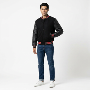 Chaqueta Varsity Letterman Vintage OEM para Hombre, Talla 3XL, Tela de Algodón, Logotipo Frontal, Ropa Deportiva Transpirable de Invierno, Bordado, Estilo Bomber - Product Image 1