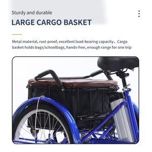 Triciclo Eléctrico de Carga para Adultos, Bicicleta Utilitaria de Tres Ruedas para Reparto con Asiento Trasero y Caja de Almacenamiento - Product Image 6
