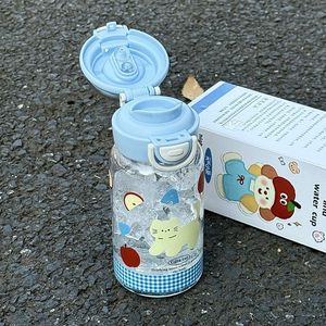 Cute Cat Plastic Water Bottle 500ml With Straw Leak Proof For Students Unisex Back To School Use - Product Image 3