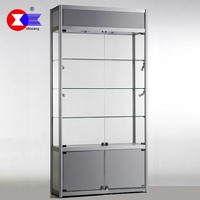 Vitrine en verre pour magasin de bijoux à lumière LED Vitrine en verre à cadre en aluminium gris avec logo client