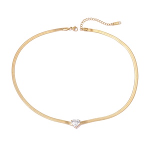 Collar de Cadena con Eslabones de Zirconia en Forma de Corazón, de Acero Inoxidable con Baño PVD de 18K, Moderno, Minimalista y a la Moda, para Aniversario, Unisex - Product Image 5
