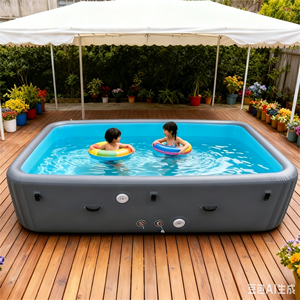 <span class=keywords><strong>Piscine</strong></span> gonflable rectangulaire en PVC Drop Stitch pour la maison, le jardin, les jeux aquatiques familiaux estivaux - Product Image 4