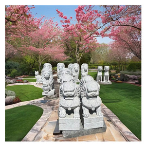 Estatuas de Perros Foo Fu Talladas a Mano de Diseño Moderno, Piedra Natural de Mármol y Granito para Decoración de Jardín, Exteriores, Hogar y Parque - Product Image 1