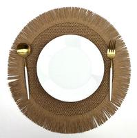 Napperon rond 38cm en papier naturel en raphia