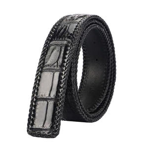 Nouveau design de <span class=keywords><strong>ceinture</strong></span> en cuir véritable tressé de crocodile véritable tressé à la mode avec logo personnalisé <span class=keywords><strong>ceinture</strong></span> de luxe <span class=keywords><strong>pour</strong></span> hommes sans boucle - Product Image 1