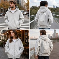 Sweat à capuche unisexe surdimensionné et épais avec fermeture éclair, style streetwear hivernal décontracté, personnalisable, coupe ample, brodé, imperméable
