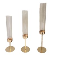 Photophore en verre de style européen, luxe léger, coupe-vent, pièce décorative pour mariage, anniversaire et table de fête