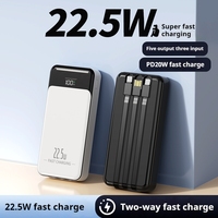Nouveau produit vente chaude Power Bank Charge rapide 20000Mah Trois câbles intégrés Chargement pratique Banques d'alimentation portables minces