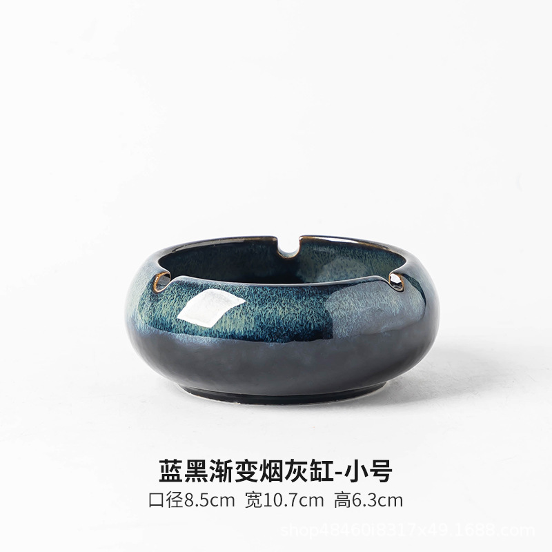 Kiln-fired ashtray [Small, round, deep green]