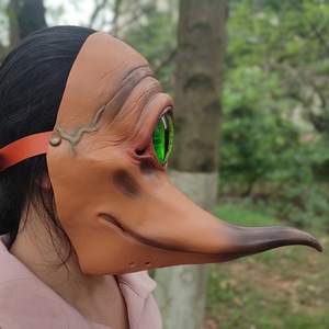 Masque d'horreur d'Halloween Monstre à un œil Masques en latex effrayants Alien Masque de plumeau de la peste à long bec Masque de carnaval Déguisements de fête Accessoires - Product Image 4