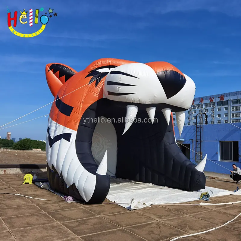 Aufblasbarer Tiger kopf Maskottchen Fußball tunnel, High School aufblasbarer Eingangs tunnel zu verkaufen