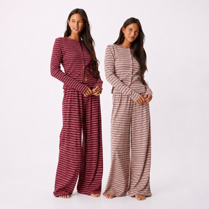 Ensemble de pyjamas de luxe en tissu de bambou pour femmes, ensemble de pyjamas en coton pour femmes, vêtements de maison, vêtements de détente en modal, pyjamas personnalisés, ODM OEM, vente en gros - Product Image 1