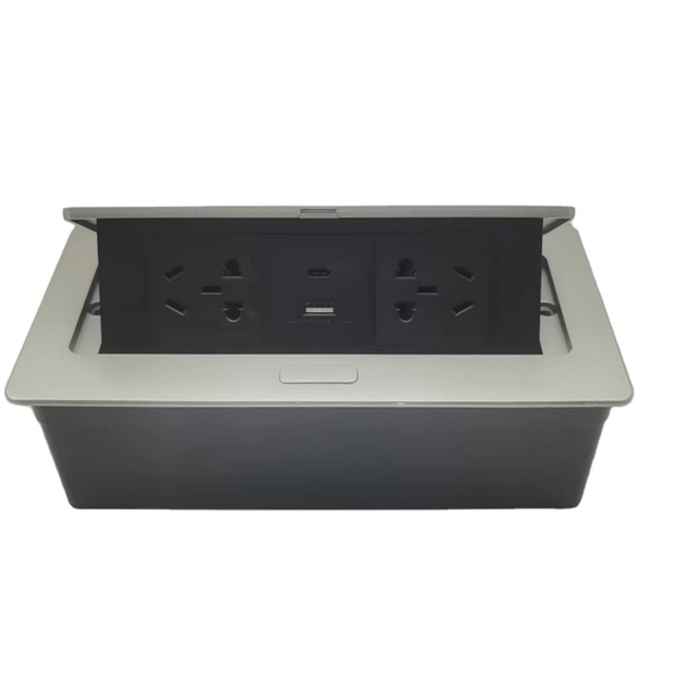 International Desktop Socket Box 5V 20W Type A+C USB Charging Pop-up Power Cover NFC Network 10A Conference Table Socket ABS CE