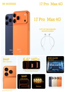 Teléfono M-HORSE de Gama Alta Color Naranja, Pantalla Grande de 6.6 Pulgadas, Doble SIM, Memoria Real de 5000 mAh, Cámara, Teléfono Inteligente Android - Product Image 6