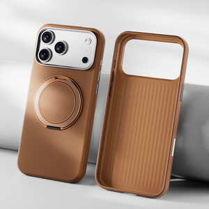 เคสโทรศัพท์หนังแม่เหล็กแบบเรียบ รุ่น L137 สำหรับ iPhone 13 14 15 16 17 Pro Max พร้อมขาตั้งหมุนได้ 360 องศา - Product Image 4