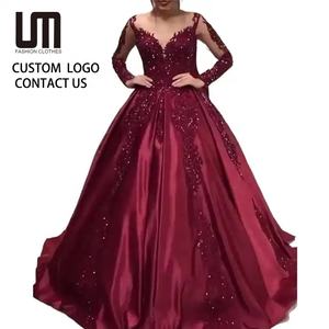 Vestido de Festa Longo Elegante de Renda com Manga Comprida Liu Ming para Mulheres Tamanho GG Mais Vendido para Noite e Formatura - Product Image 1