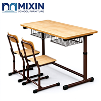 Bureau et chaise d'étudiant deux places pour collège, table d'école pour deux, tables d'art scolaires, mobilier de salle de classe, laboratoire informatique, atelier d'artisanat
