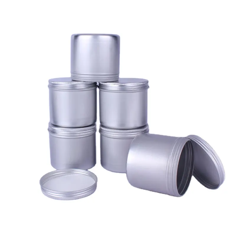 Metal Aluminum Jar 350ml Tea Can Different Capacity Black Round Cosmetic Candle Aluminum Can