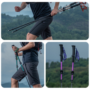 Bâtons <span class=keywords><strong>de</strong></span> randonnée en plein air en aluminium 7075 en forme <span class=keywords><strong>de</strong></span> Z pliables portables réglables Bâtons <span class=keywords><strong>de</strong></span> <span class=keywords><strong>ski</strong></span> <span class=keywords><strong>de</strong></span> randonnée Marche nordique Bâtons d'escalade 5 sections - Product Image 5