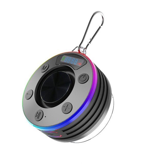 RGB LED Waterproof Mini Speaker, IPX7 Dustproof Wireless Speaker with Clock FM Microphone