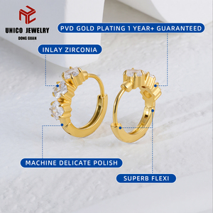 Pulverbeschichtete Edelstahl Silber/Gold Plattierte Creolen Huggie-Haken Wasserdicht Hypoallergen Unisex - Product Image 5