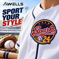 Écusson brodé personnalisé Baseball Crew Spark 24, emblème d'équipe pour vestes, casquettes, sacs et vêtements de sport AWELLS