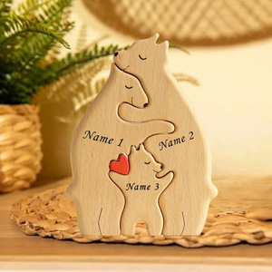 <strong>Heart</strong>-<strong>shaped</strong> Solid Wood Toys Wooden 3D Building Blocks Family 3D <strong>Puzzle</strong> Creative Bear Art <strong>Puzzles</strong> Gift Table Ornament Decoration - Product Image 2