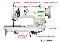 JUKIS LU-1560N MACHINE À COUDRE INDUSTRIELLE DE PIED DE MARCHE D'ALIMENTATION D'UNISON DE DOUBLE AIGUILLE ET SERVO MOTEUR