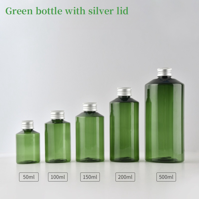 Bouteille verte avec bouchon argenté