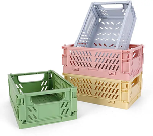 Wholesale Customized Desktop Stacked Organizer Home Kitchen Collapsible Storage Crate Foldable Basket
